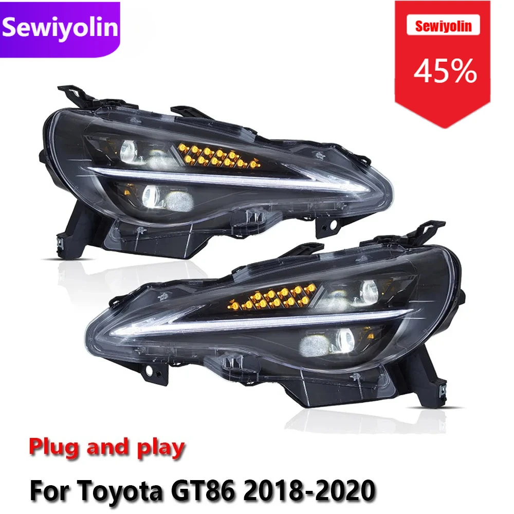 

Автомобильные светодиодные фары DRL в сборе для Toyota GT86 2018-2020, противотуманные фары DRL, стоп-сигнал поворота, Plug and Play