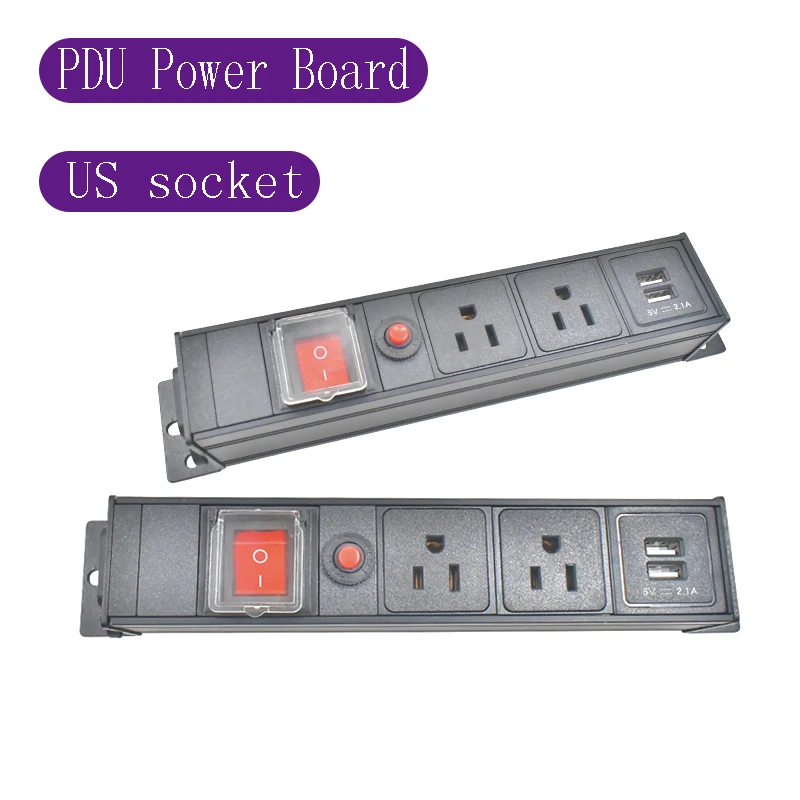 Aluminum alloy shell high-power PDU power board US socket C14 port 1-9AC with double break switch USB charging
