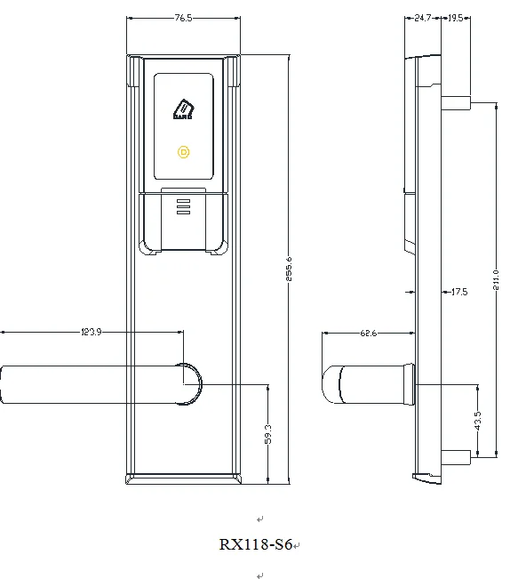 Sistema eletrônico sem chave de aço inoxidável da fechadura da porta do hotel RFID