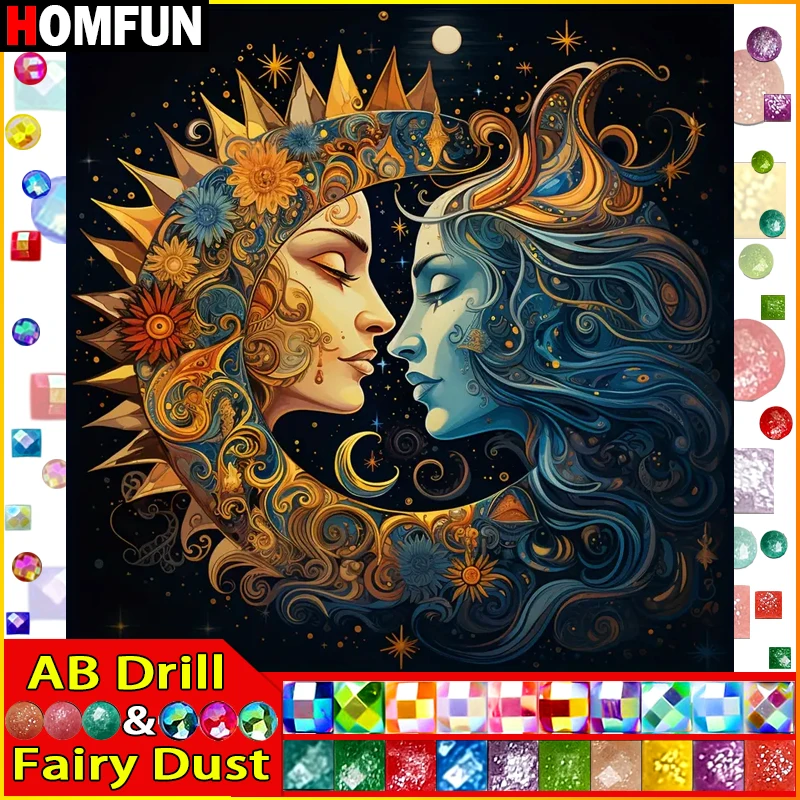 HOMFUN Fairy Dust AB Diamond Painting Full Square/Round Diamond 