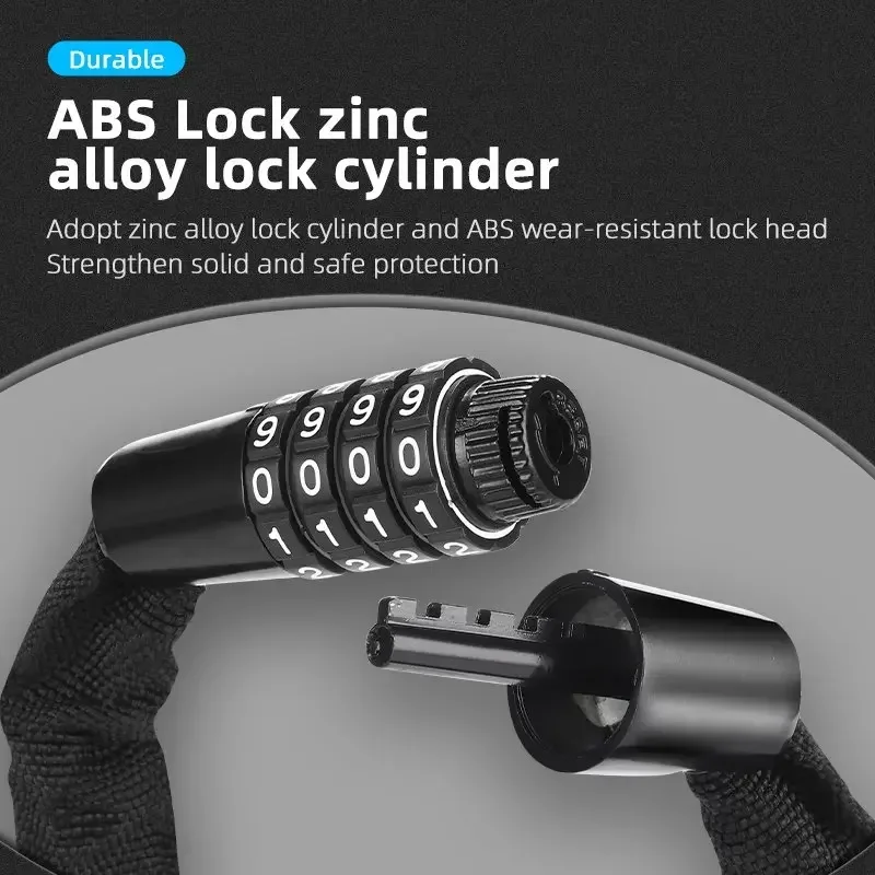 

WEST BIKING Combination Bike Chain Lock 65-150cm Portable Anti-theft 4 Code Safety Bicycle Chain Lock MTB Road Bike Accessories