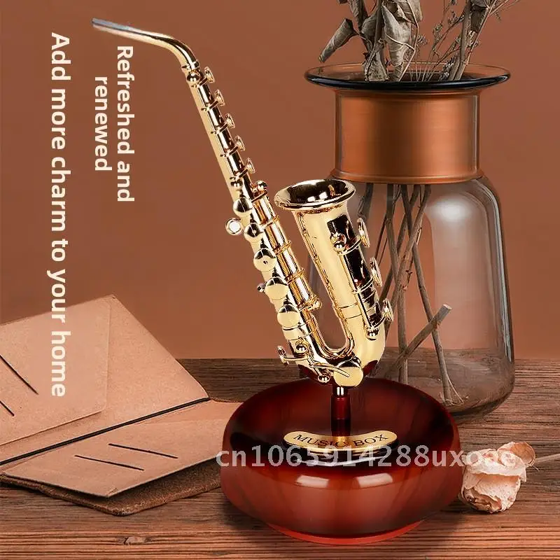 Violin music box, music box model, saxophone, guitar, pipa ornament, birthday gift