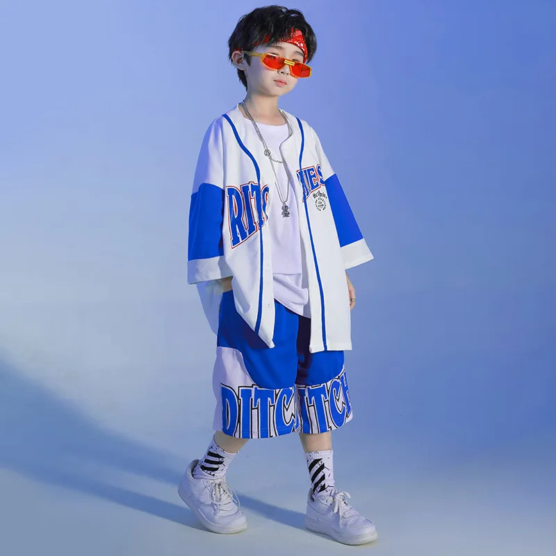 Kids Fashion Ballroom Hip Hop Costumes Jazz Street Dance Wear Dancewear for Girls Boys Dancing Clothes Loose T Shirt Shorts