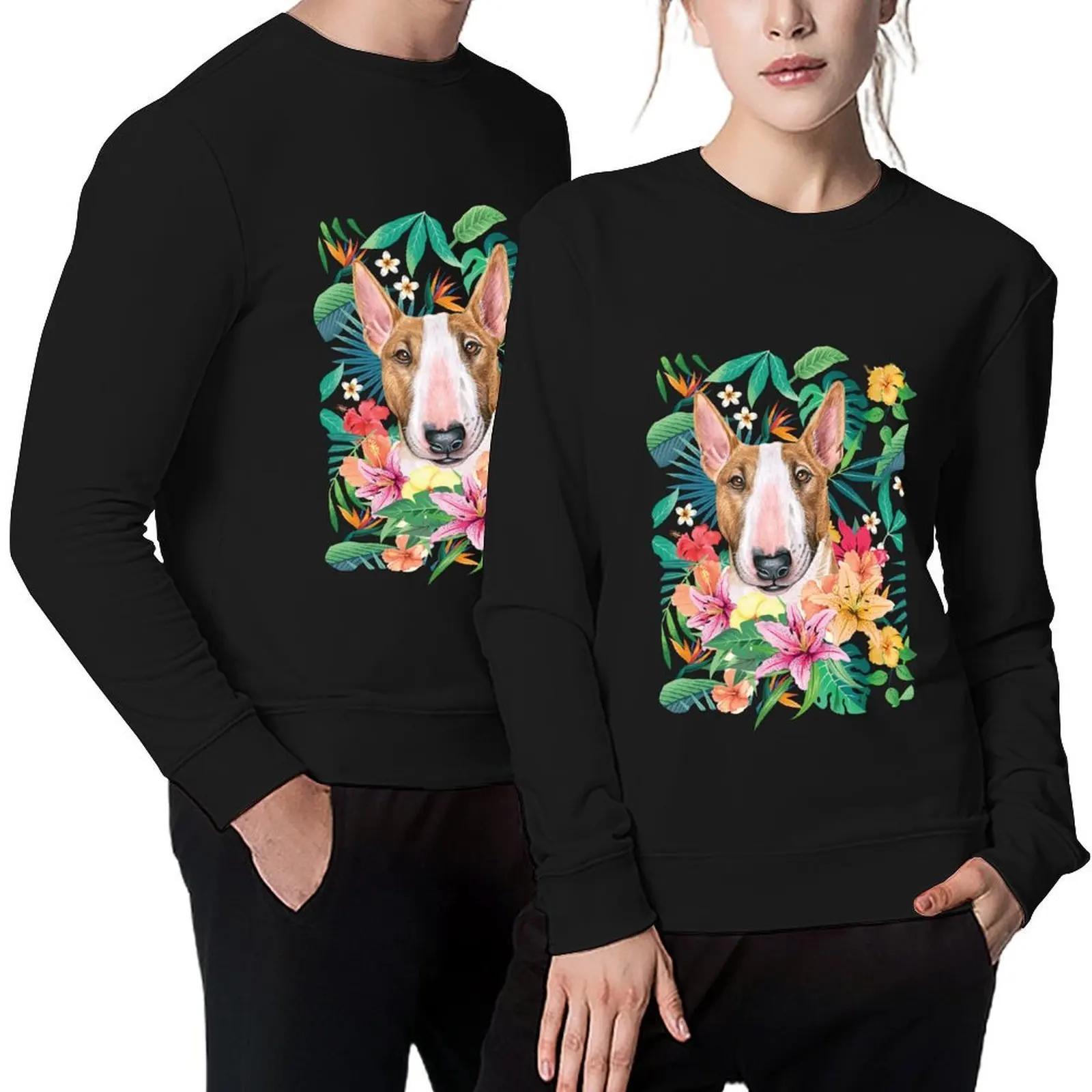 

Tropical White and Tan Bull Terrier Pullover male clothes clothes for men mens clothes mens clothing new sweatshirt