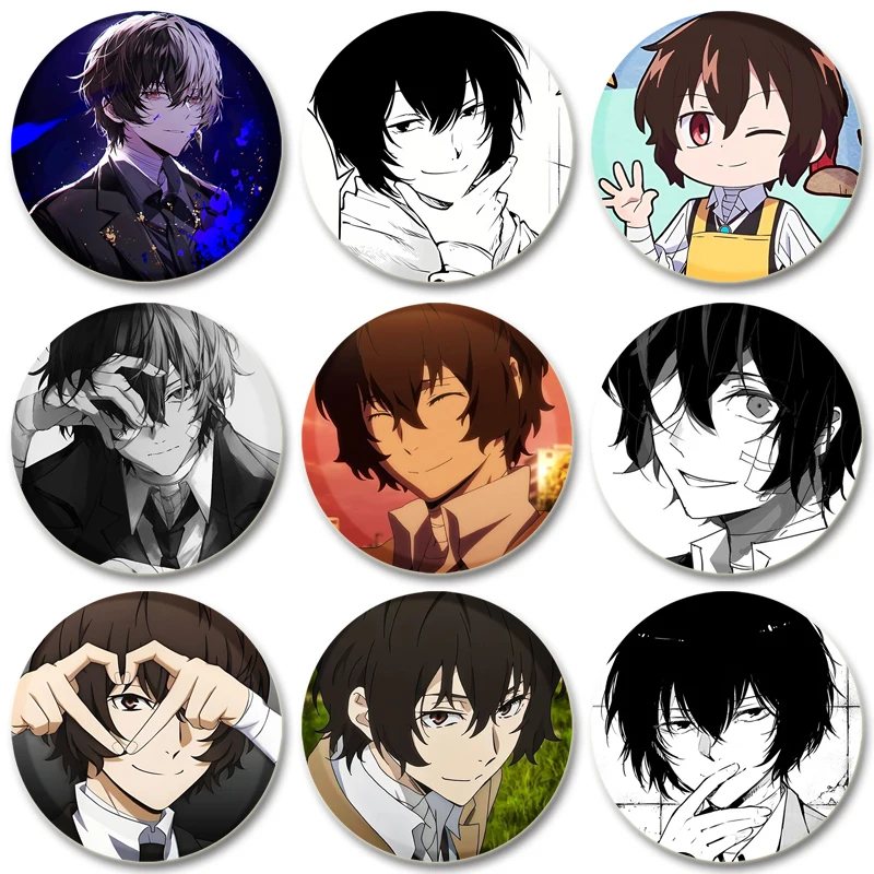 

32/44/58mm Osamu Dazai Pin Handmade Brooch for Clothes Cartoon Cosplay Badge Backpack Decoration Jewelry Children's Gift