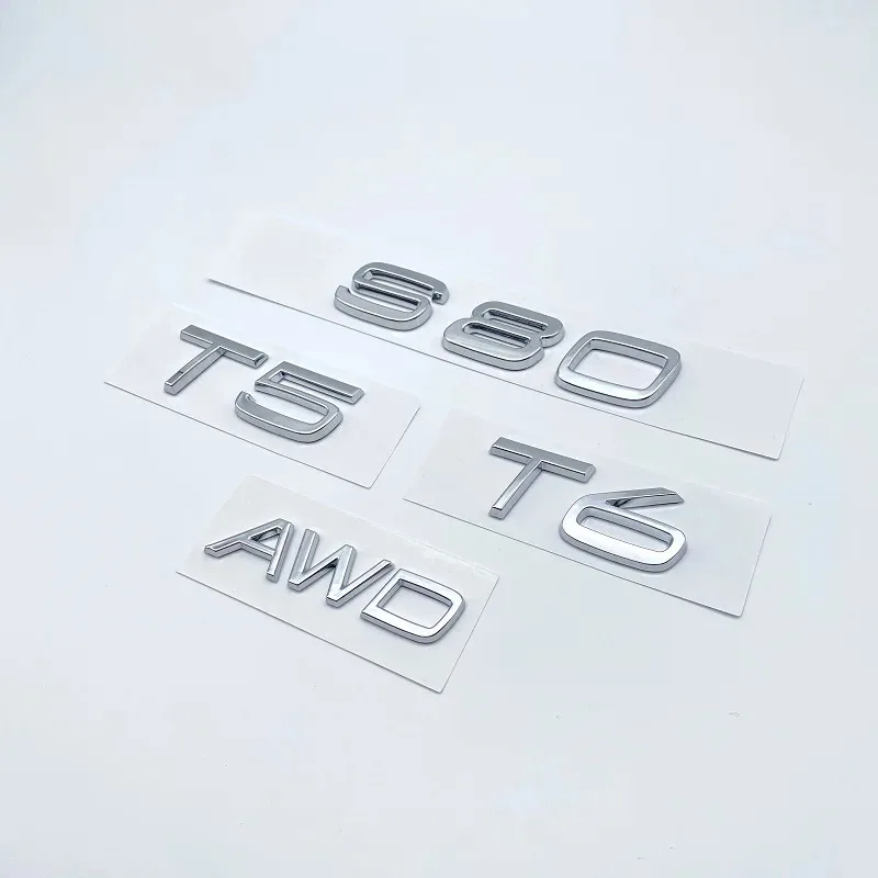 3D AWD T5 T6  Logo Emblem Badge Decal Car Sticker for Volvo S80 Car Stying  Glossy Black Emblem Nameplate Car Modification