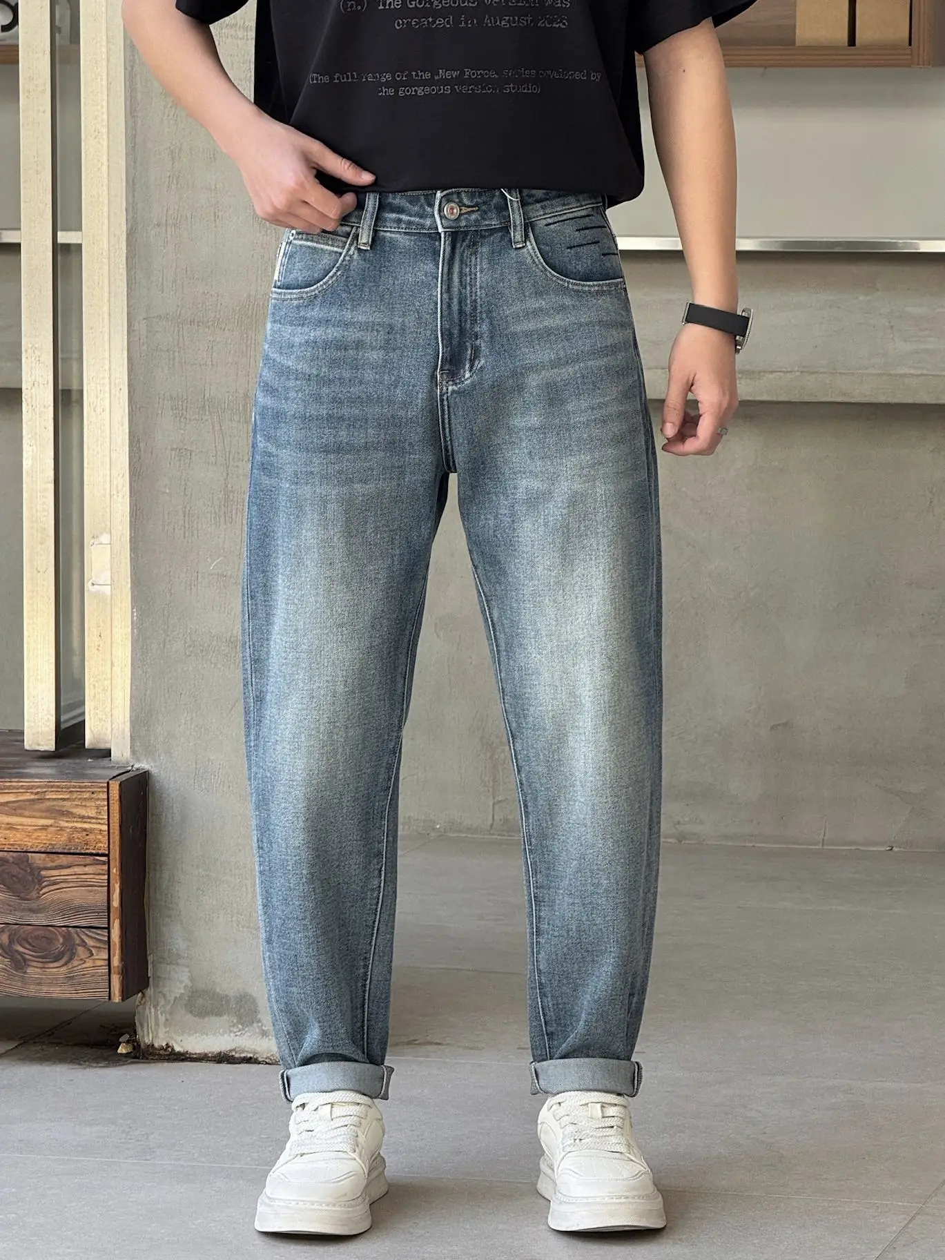 

Мужские джинсы в стиле ретро-американский вейд, универсальные, прямые, зауженные, для повседневной носки, весна 2026, узкие прямые брюки-трубы