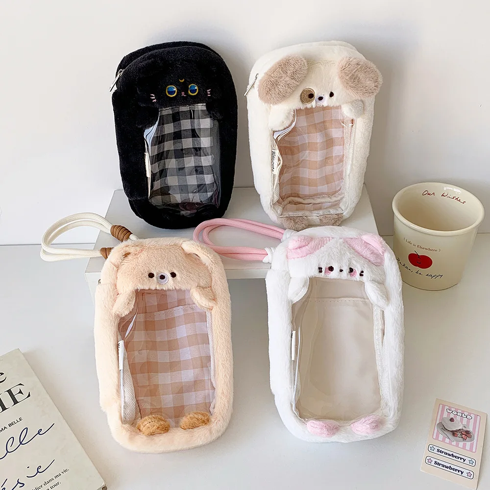 Original de pelúcia cão ita saco bonito oco para fora bolsa de armazenamento kawaii crossbody saco para meninas viagem ao ar livre bolsa de ombro