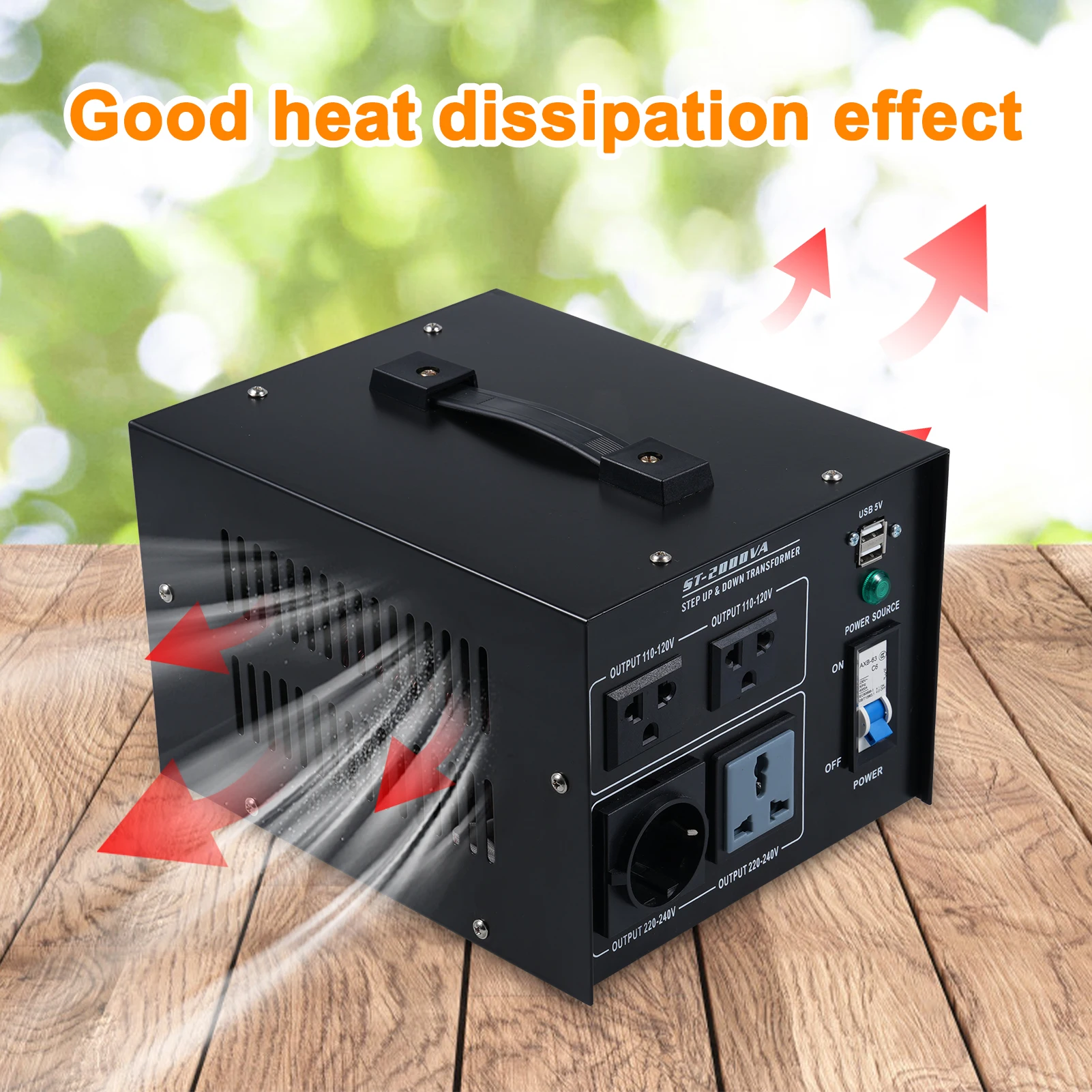 

1000W Voltage Transformer Step Up Down Converter Power Converter 220V to 110V 2x USB Ports High Efficiency Good Heat Dissipation