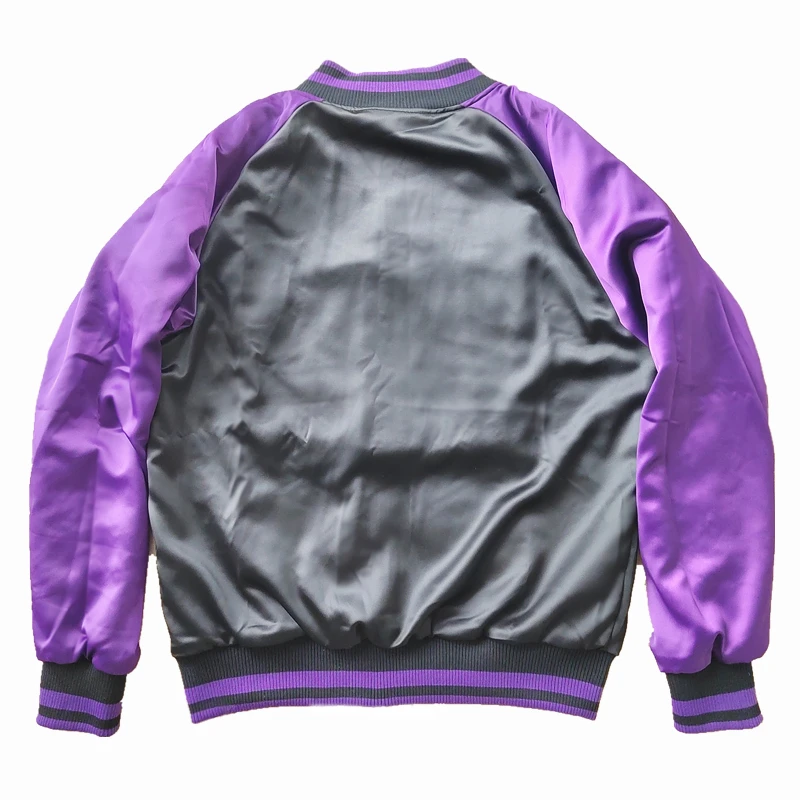 NOWOŚĆ Fujin vs Raijin Purple Men Boys Heavy Work Embroidered Sukajan Souvenir Jacket High Street Wysokiej jakości płaszcze Jesień Wiosna