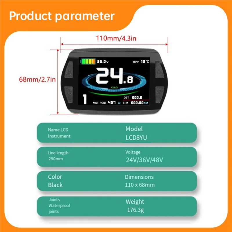 36V/48V Elektrische Sinus Welle Controller Set LCD Bunte Bildschirm Instrument Smart Display Roller Controller-X59A