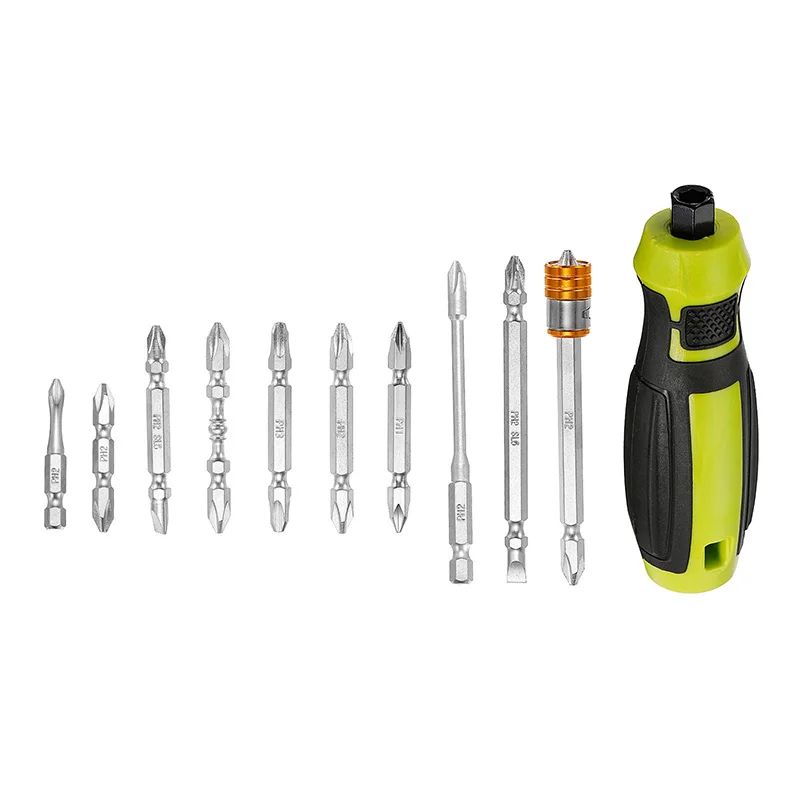 PH1/PH2/PH3/SL6 Set di cacciaviti multitasche Phillips a doppia estremità Set di cacciaviti in acciaio S2 con gambo esagonale da 1/4 "utensili manuali antiscivolo