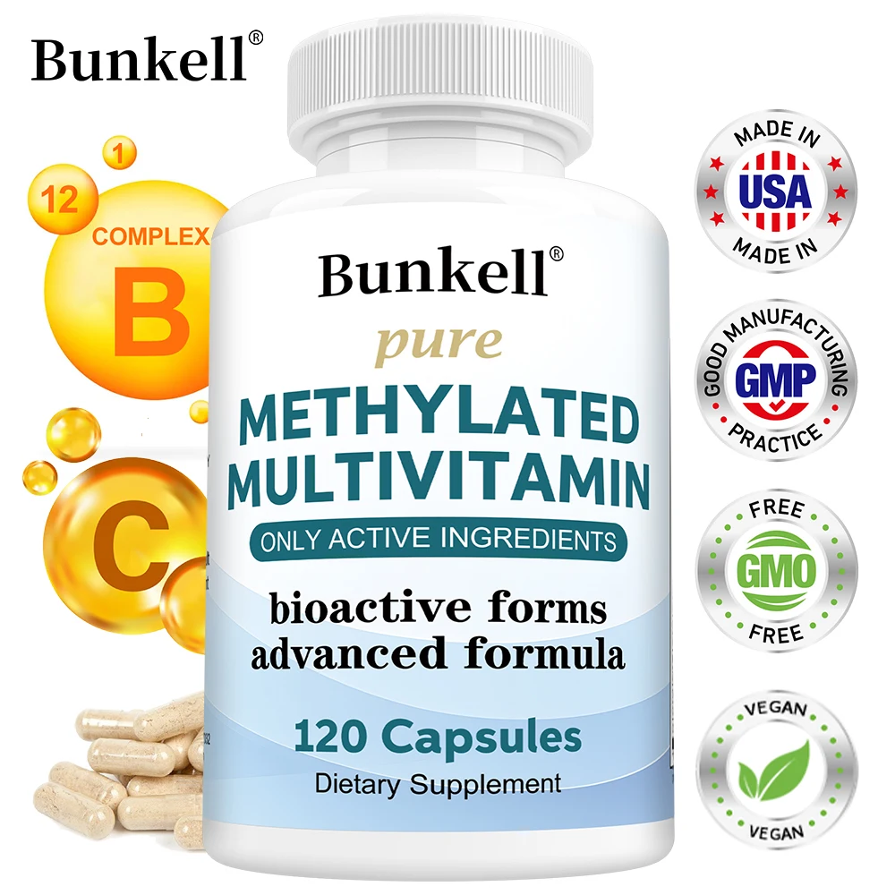 Methylated Multivitamin Supplement, 120 Capsules, 19-in-1 Formula with Methylfolate, Methyl B12, Vitamins C, D, Magnesium & Zinc