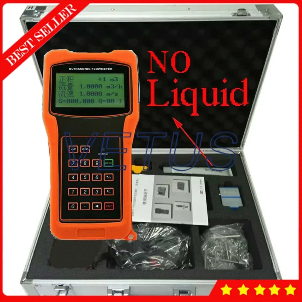 TUF-2000H-TM-1 Handheld Digital Ultrasonic Water Flow Meter Flowmeter For DN50 To 700mm Pipe Size -40 To 90 Degree