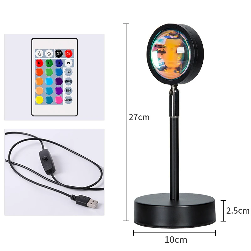 USB Direct Connection Sunset Projector Sunset Atmosphere Creation Lamp Shooting Scene Lamp Suitable For Living Room And Bedroom