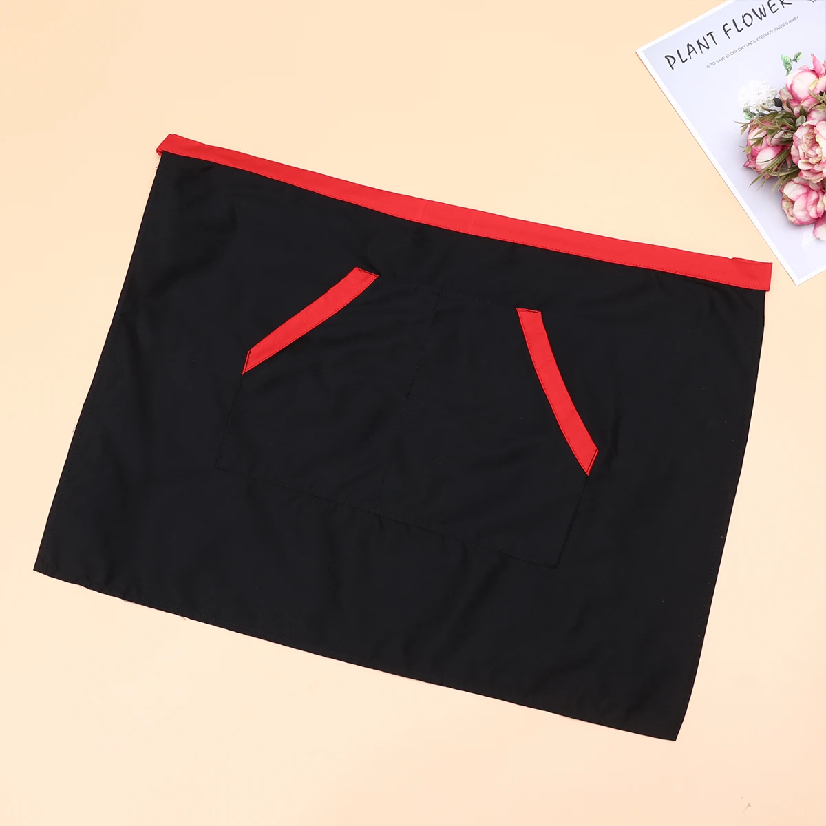 

Kitchen Apron Waiter for Men Waist Aprons Barbecue Waitress with Pockets Waitressing Mens Man Black