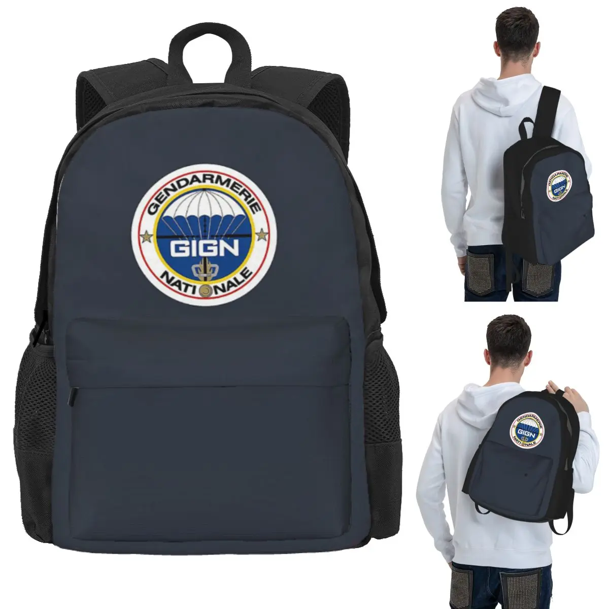 National Gendarmerie Intervention Group GIGN (France) Student Backpack School Bag Hiking Travel Daypack Bookbag Shoulder Bags