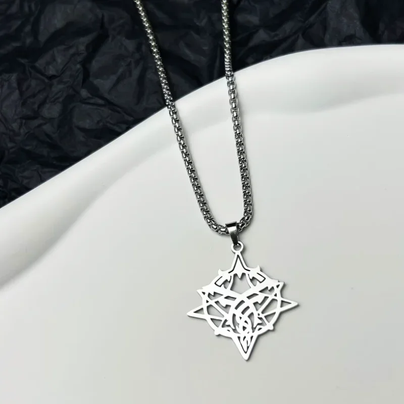 Lord of The Mysteries Necklace Man Simple Necklaces Women Ladies Pendant Girls Jewelry Silver Color Stainless Steel Collares