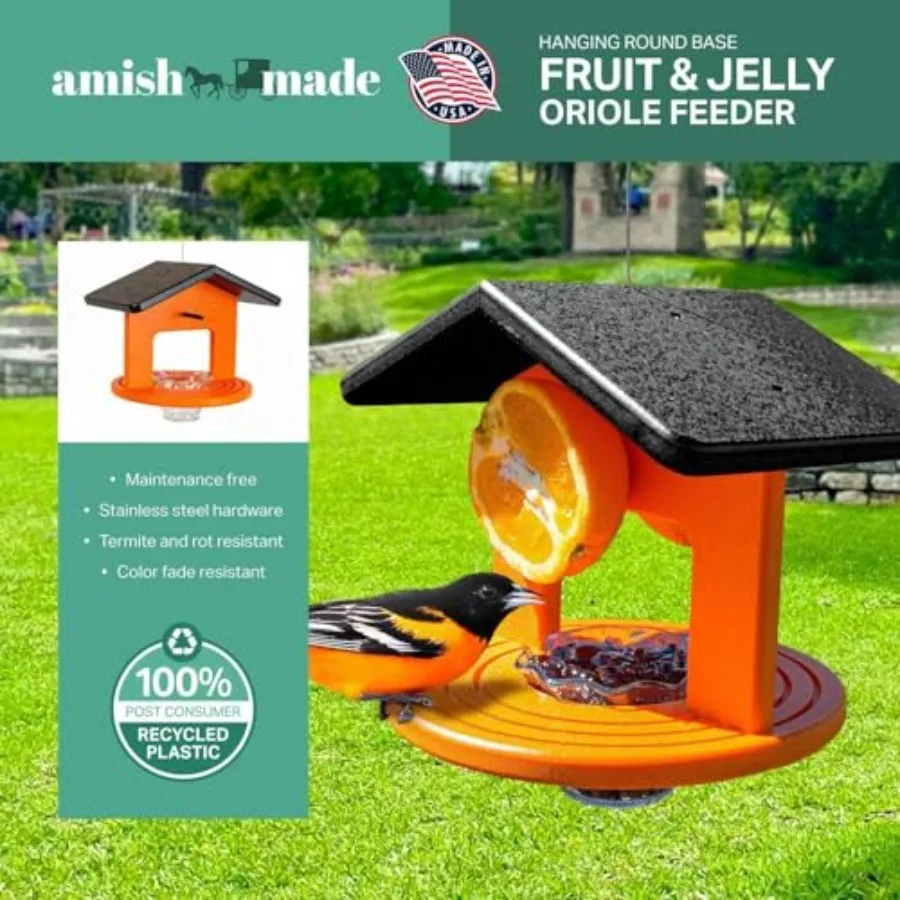 Baroque Beauty Hanging Oriole Feeder 9.25" x 7.75" x 7.25" High Density Poly Resin Holds 2 Orange Slices and Jelly Eco-Friendly view 4