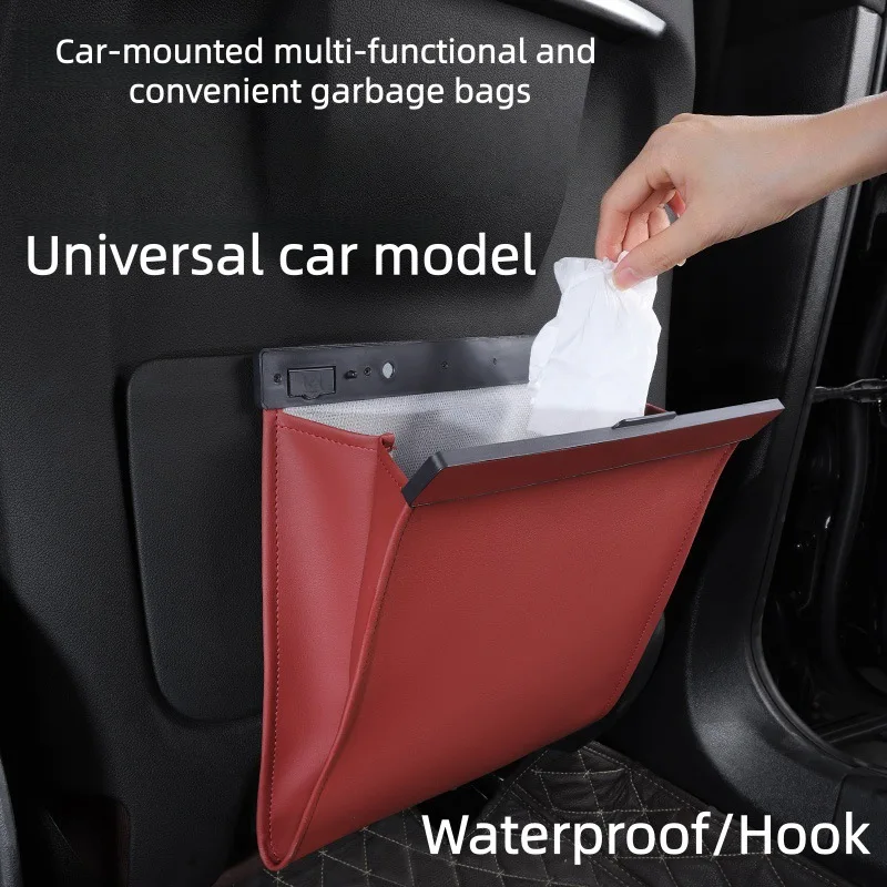 

Магнитный водонепроницаемый мусорный пакет из ПУ-кожи для автомобиля, подвесной на заднее сиденье, автомобильный аксессуар