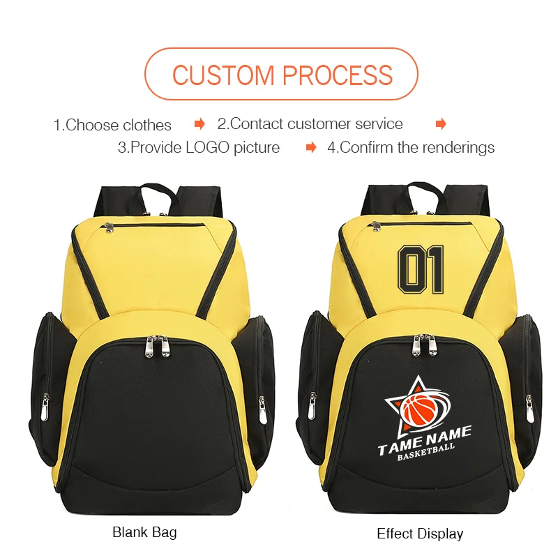 Large Capacity Basketball Backpack Custom Logo Outdoor Multifunctional Training Bag Print Number Sports Basketball Soccer Bag