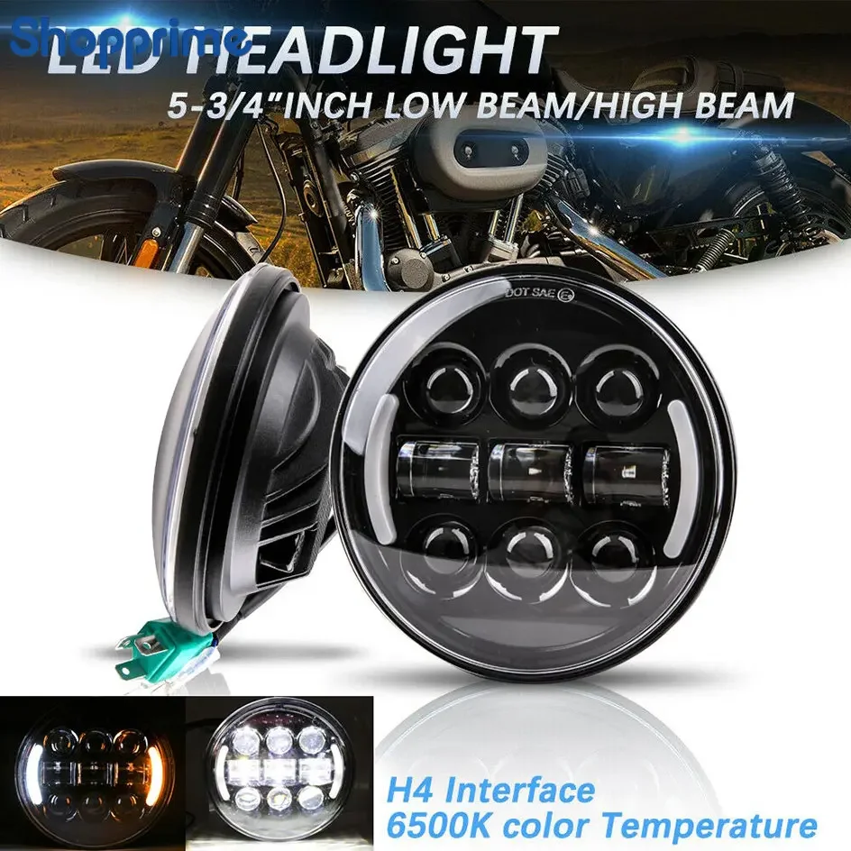 

Pop E Mark Number DOT Approved 5.75" Inch Motorcycle LED Headlight Hi/Lo Beam Assemblies Lamp Projector