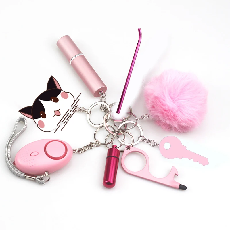 

Keychain Women's Self-Defense Keychain Set 8pcs/Set Aluminum Perfume Bottle Alarm