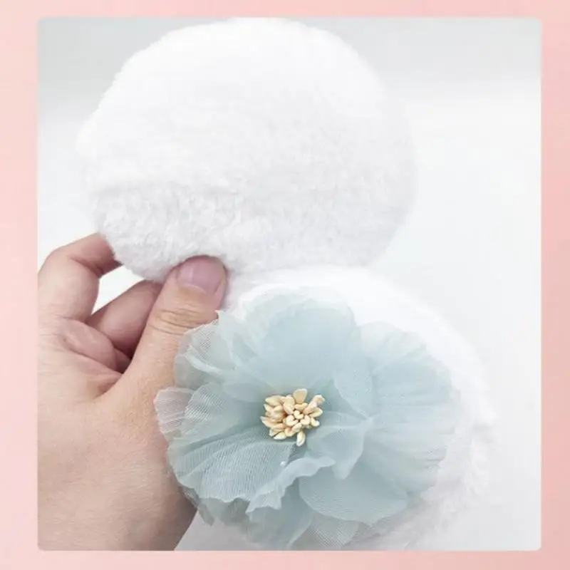 {MX} ruban fleur double face velours flocé poudre libre bouffée Ultra grand doux moelleux corps maquillage poudre bouffée outils cosmétiques