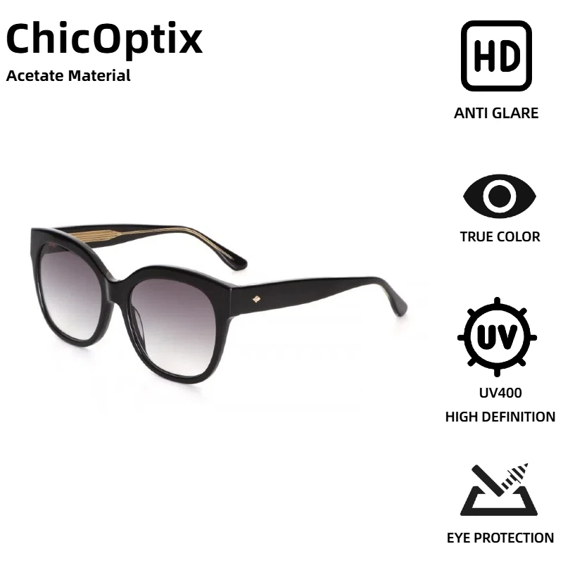 

ChicOptix Retro Fashion Large Frame Women's Sunglasses Men's Luxury Trend High Quality Acetate Sunglasses UV400 Anti-Glare