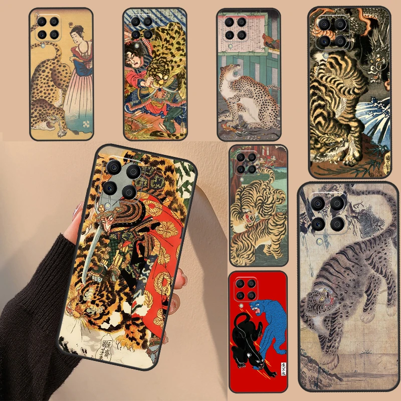 Japanese ukiyo-e Art Panther Tiger Case For Samsung Galaxy M12 M13 M14 M22 M32 M52 M11 M21 M31 M51 M33 M53 M20 M54 M34 Coque