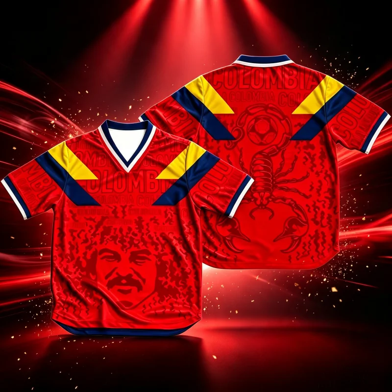 2026 New Colombian Retro Sports Jersey Legendary Star Valderrama Scorpion 3D Print T-Shirt Casual Unisex Style Family Kids Tees