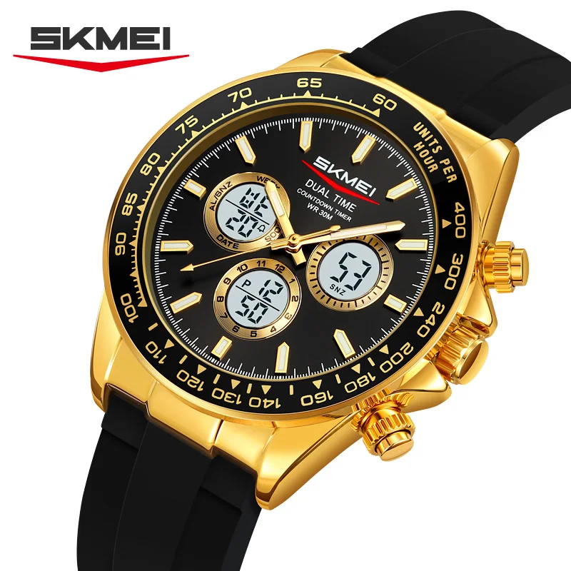SKMEI 2505 Новые спортивные часы с двойным LED-дисплеем, электронные кварцевые наручные часы-хронограф для мужчин, деловые, люксовые, Relógio Masculino