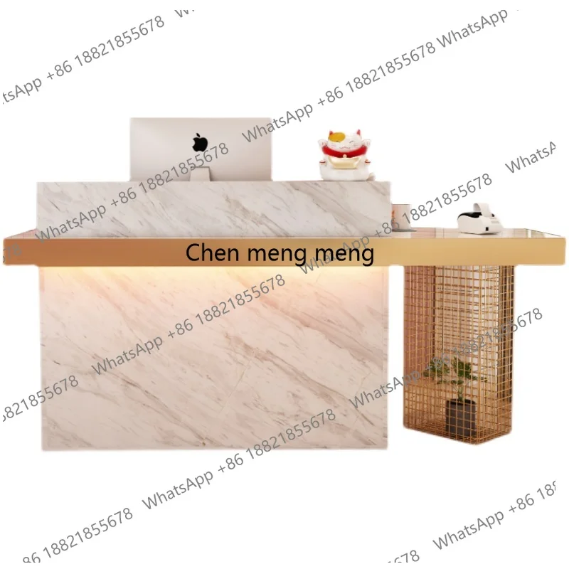 Página de caja Salón de belleza de lujo, pequeño y moderno, sencillo, ligero, mostrador de Bar, recepción de empresa, mostrador de tienda de ropa