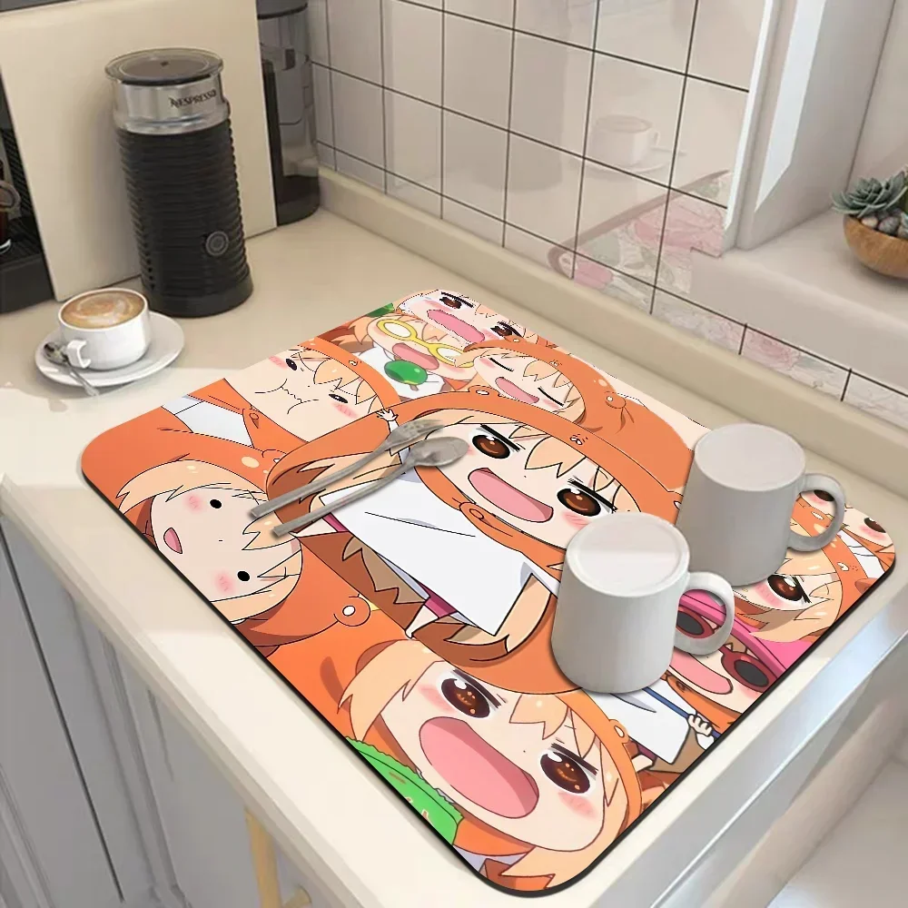 Cute Umaru Chan Anime New Super Absorbent Coffee Dish Kitchen Absorbent Draining Mat Drying Mat Quick Dry Bathroom Placemat