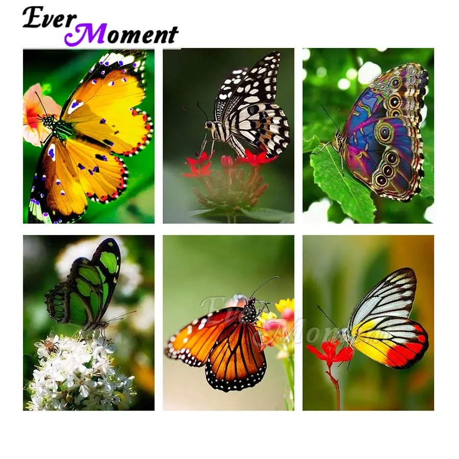 

Ever Moment Diamond Painting Full Round Square Stones Resin Drills Butterfly And Flower Home Wall Decoration ASF2196