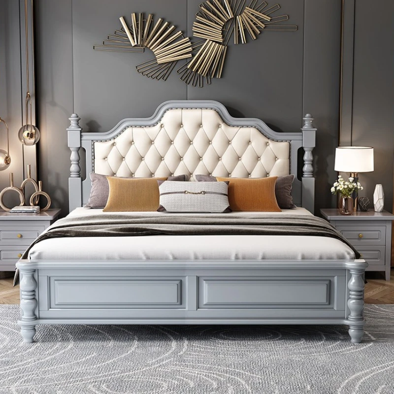 Princess Luxury Double Bed Pretty European Comferter Queen Bed Solid Wood Letto Matrimoniale Bedroom Set Furniture