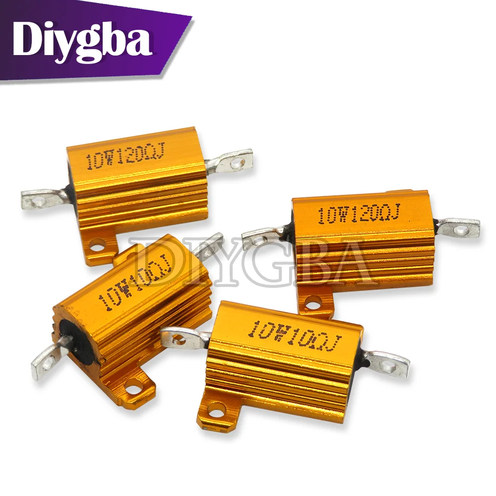 10W 25W Aluminum Power Metal Shell Case Wirewound Resistor 0.01~30K 1 2 3 5 6 8 10 20 100 150 1K 10K ohm DIYGBA RX24 resistance