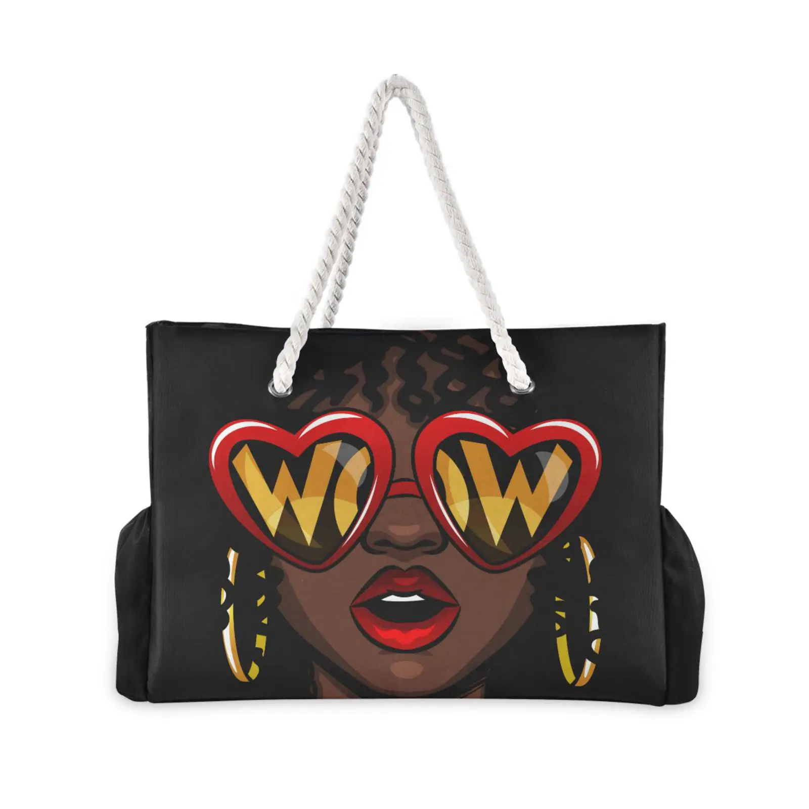 

2022 New Afro Girls Black Women Shoulder Bags Trendy Waterproof Tote Beach Bag Nylon Large Capacity Female Travel Shopping Bags