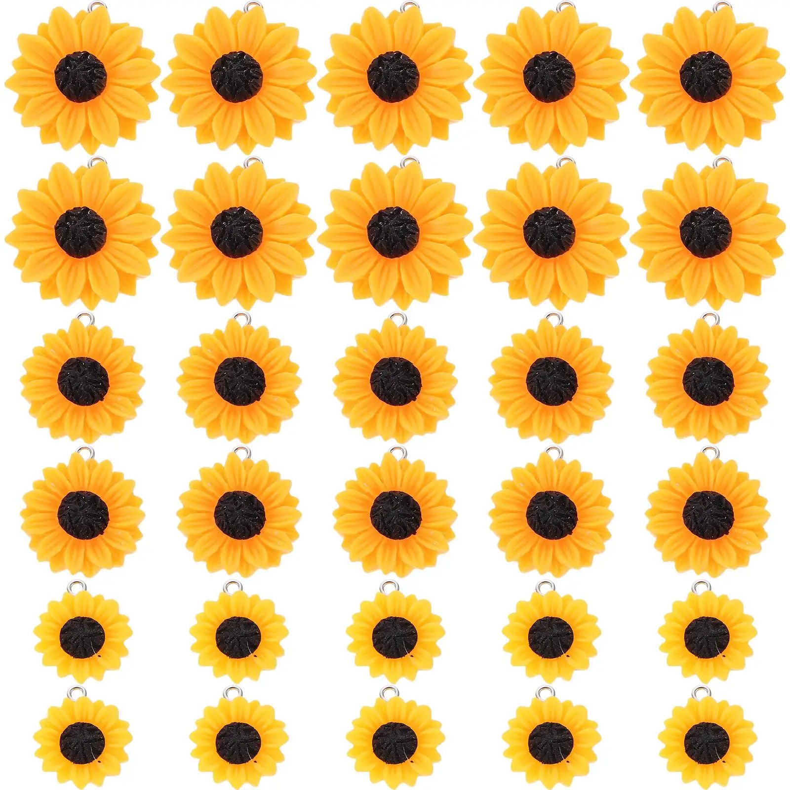

30 Pcs Shape Necklace Earrings Ornaments Bracelet Supplies Resin Sunflower Charms Choker