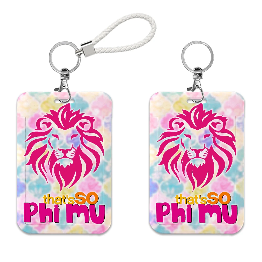 Sorority Phi Mu Patterns Women Lanyards ID Badge Holder Strap Work Card Bus Access Card Holder Keychains Accessories