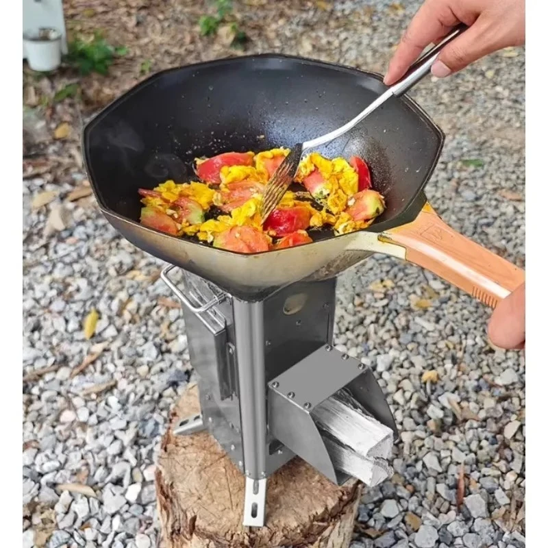 Portable Stainless Steel Rocket Smokeless Stove For Outdoor Camping Adventures Boiling Wate r Cooking Equipment Heavy Duty Safe 3