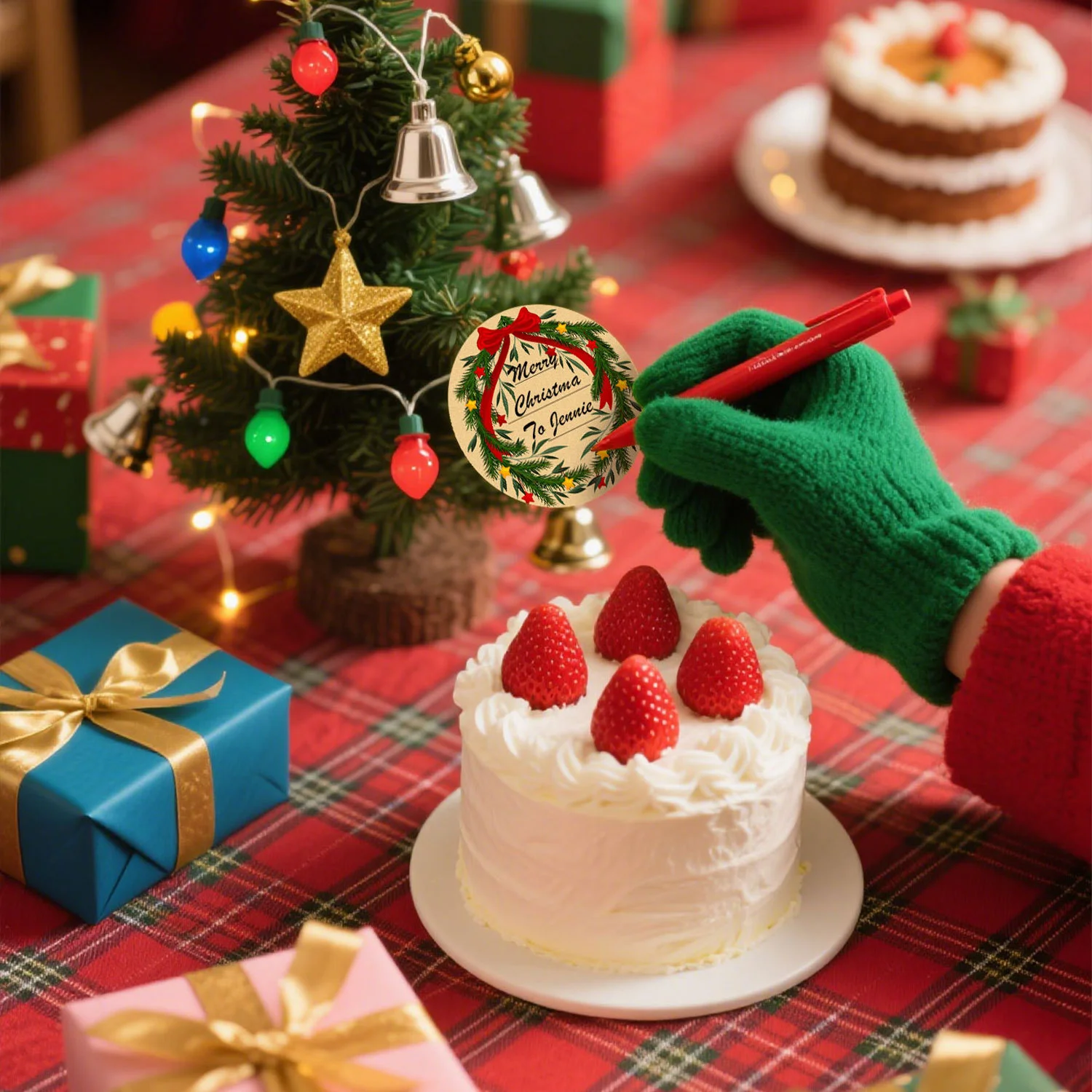 3.8 سنتيمتر كبيرة 320 ورقة/بكرة دائرية عيد الميلاد كرافت ورقة ملصق ملصقات الزخرفية DIY الخبز الختم