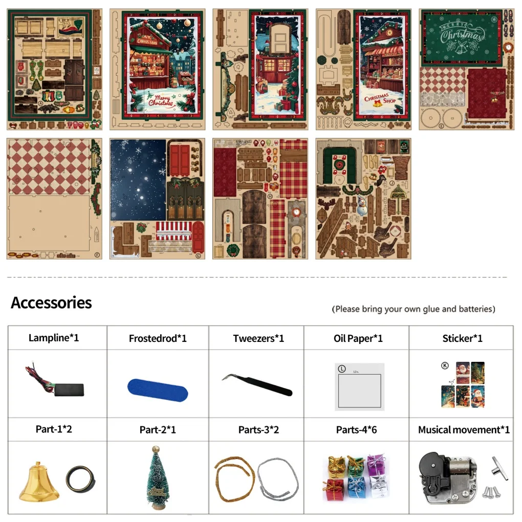 خشبية DIY صغيرة عيد الميلاد متجر كتاب الزاوية التماثيل المنمنمات غلاف الكتب اليدوية لهدايا عيد الميلاد ديكور المنزل