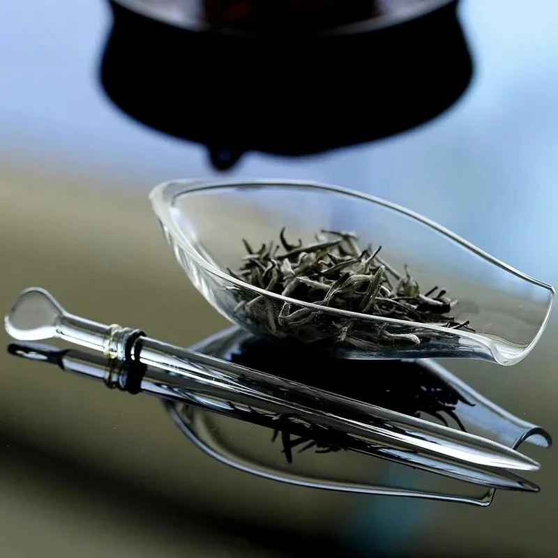 Handmade Glass Tea Scoop Aesthetic Tea Infuser Spoons Tea Leaf Container Shovel Chahe Household Awakening  Ladle Teaset Gift