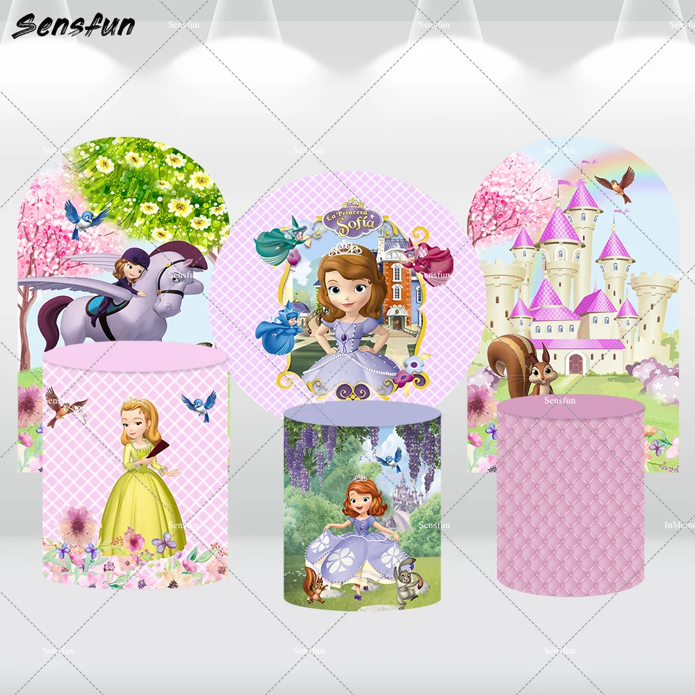 

Sofia the First Arch Wall Cover Round Backdrop Birthday Party Background Supplies Banner Decoration Baby Photography Background