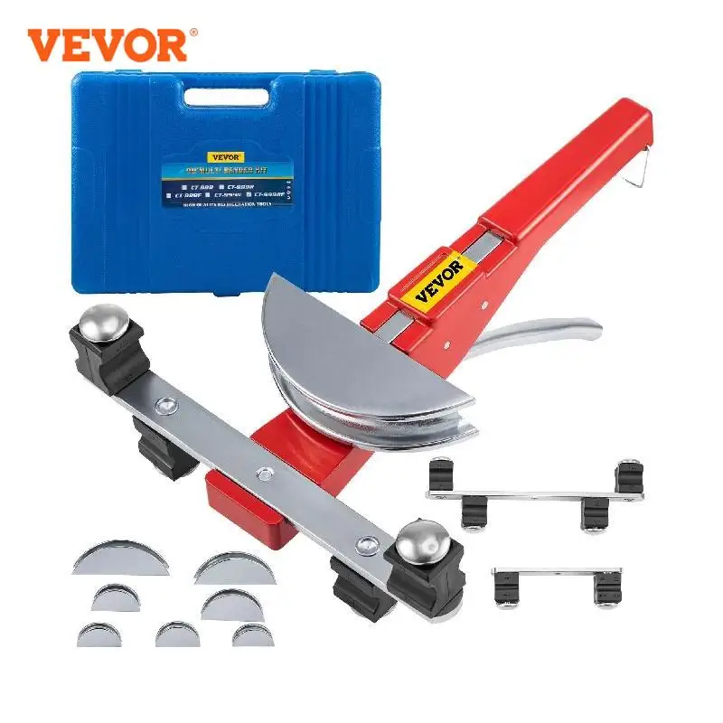 VEVOR HVAC Refrigeration Manual Copper Ratcheting Pipe Bender Kit with 7 Dies 6-22mm 90° Inward & Outward Tube Bending Tools