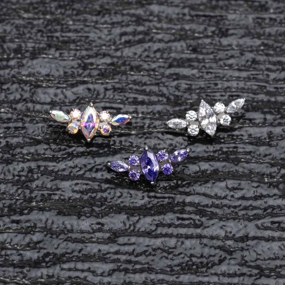

ASTM F136 Titanium Ear Cartilage Helix Earring 16G Studs 5A CZ Tragus Labret Stud Flat Back Piercing Jewelry for Women