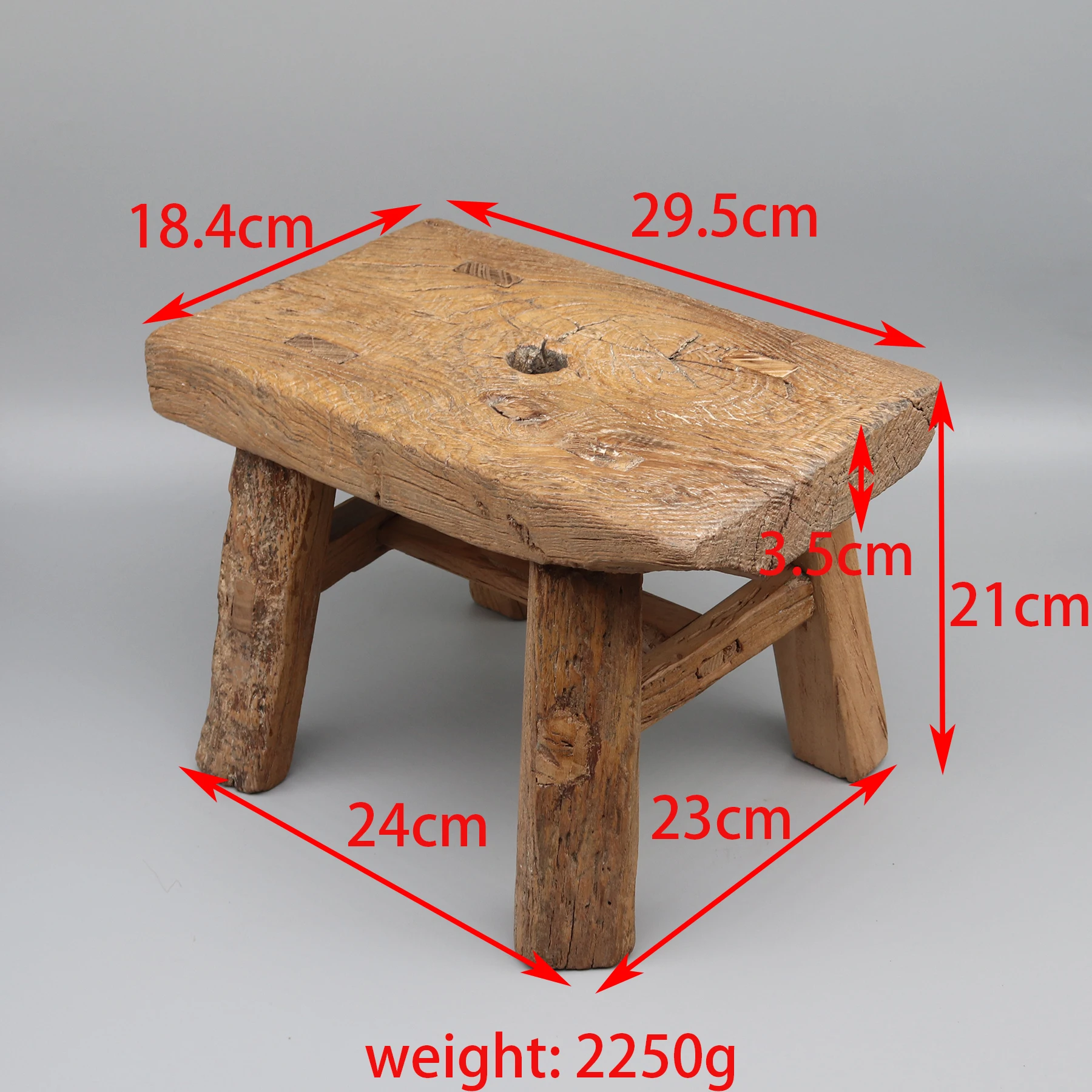 Old Low Stool, Heavy and Sturdy Pedestal, Naturally Weathered Little Table