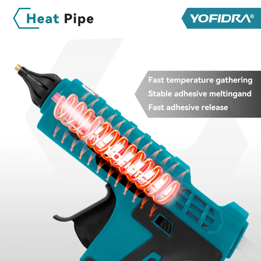YOFIFRA 100W Cordless Electric Hot Melt Glue Stick Arts DIY Household Electric Repair Tool For Makita 18V Battery Pin