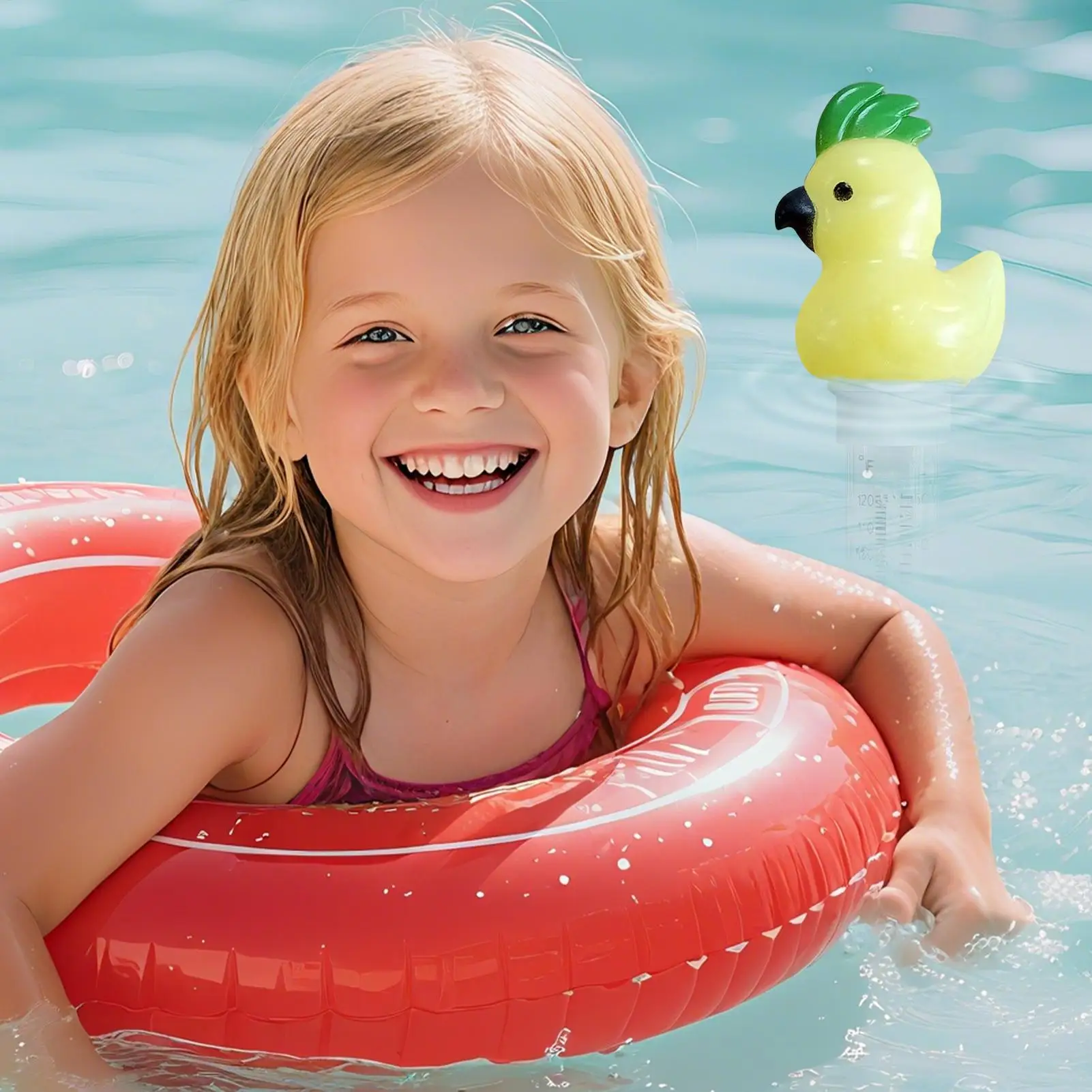 مقياس عائم لحمام السباحة الكرتون مقياس درجة الحرارة العائمة مستشعر درجة الحرارة الدقيق أدوات مقاومة للماء للسباحة في الأماكن المغلقة في الهواء الطلق